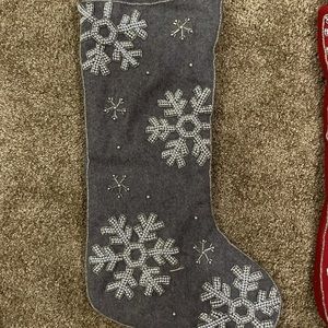 Pier 1 snowflake Christmas stocking - gray